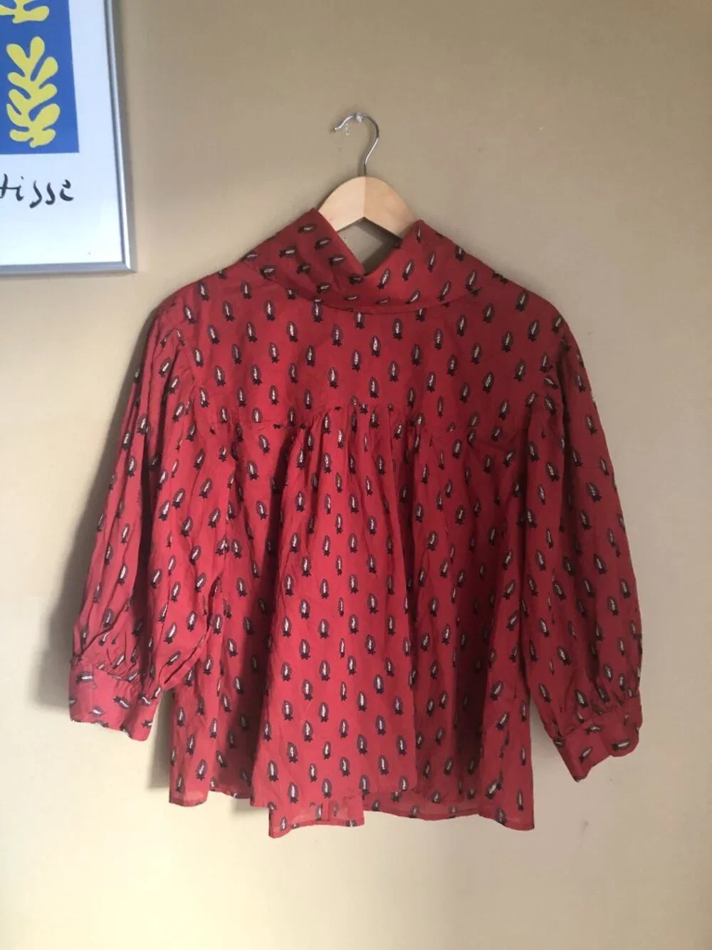 NWT Banana Republic red print reversed western shirt